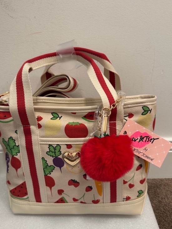 Betsey Johnson Handbags - Betsey Johnson luv Betsey canvas fruit motif crossbody shoulder bag purse NWT
